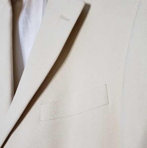 Oscar de la Renta Wool Suit Coat Jacket Cream Luxury Mens Evening Attire Holiday - Picture 7 of 13